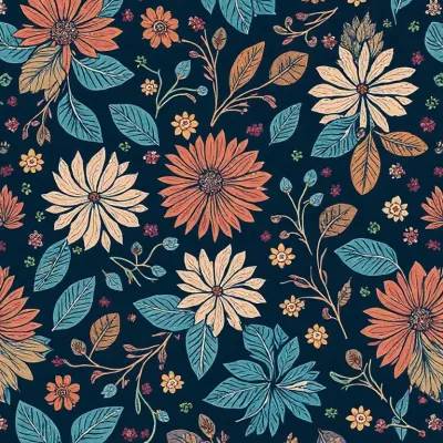  Yaprak ve Geometrik Desen: Yapraklar ve Mandala Motifli Tekstil Tasarımı