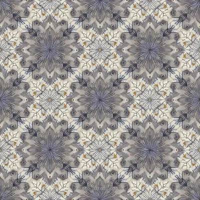 Geometric Floral Textile Pattern: Hexagon, Mandala & Snowflake Motifs