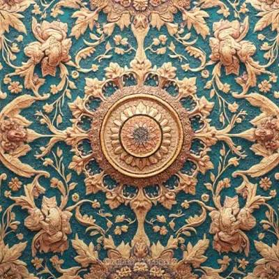 Mandala Floralı Desen: Sıcak Toprak Tonlarında Geometrik Izgara Tasarımı