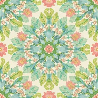 Geometrik Çiçek Deseni: Yapraklar ve Mandala Motifi – Tekstil Tasarımı Sıcak Nötr Tonlarda