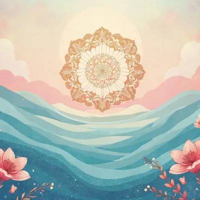 Mandala with Floral Accents Tekstil Deseni – Sıcak Nötr Tonlarda Zarif Mandala ve Çiçek Motifi