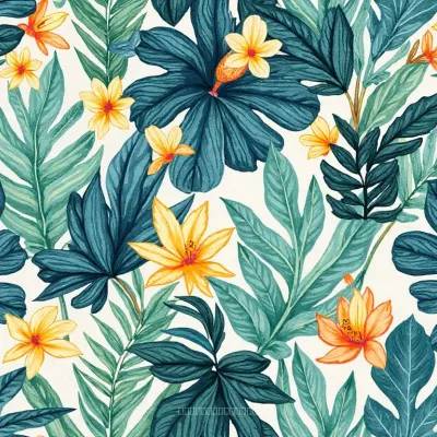 Yapraklar ve Geometrik Şekiller Tekstil Deseni – Yumuşak Nötr Tonlarda İnce Doğal Motif