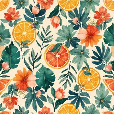 Geometrik Çiçek Deseni: Yaprak ve Mandala Motifi Sıcak Nötr Tonlarda