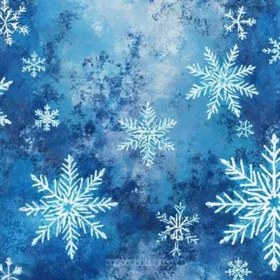 Abstract Luxury Textile Pattern: Snowflake & Hexagon Motif in Rich Blues