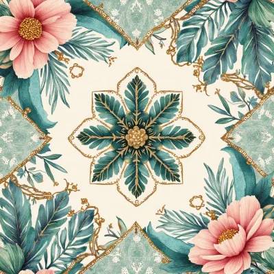 Geometrik Desenli Çiçekli Aksesuarlar: Yapraklar ve Mandala Tekstili