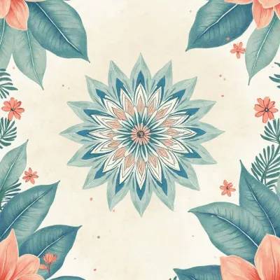 Çiçekli Aksesiyonlu Mandala Deseni – Zarif Kremsi Tonlarda Mandala Motifi
