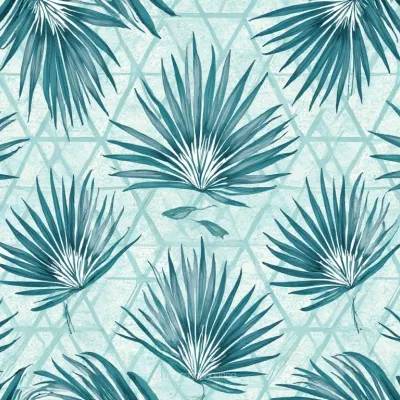 Motif de feuilles et formes géométriques – Motif feuilles subtils en vert menthe et bleu-vert