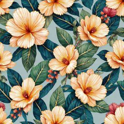 Geometrik Çiçek Deseni: Yapraklar ve Mandala Motifi Sof Muted Yeşil Tonlarında