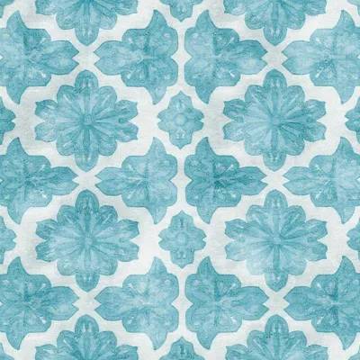 Abstract Luxury Textile Pattern: Snowflake with Hexagon Motif in Cool Blues