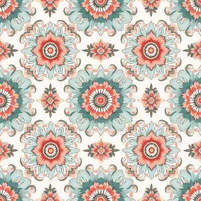 Mandala with Floral Accents Tekstil Patterni - Kumaşlar İçin Şık Mandala Motifi