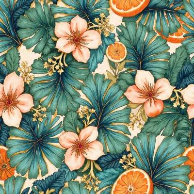 Geometrik Desen ve Çiçekli Aksesuarlar — Yapraklar ve Mandala Tekstil Tasarımı