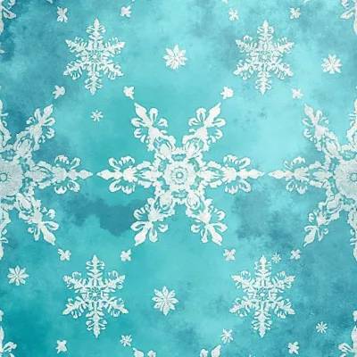 Patrón Textil Flor de Nieve y Hexágono: Motivo Helado en Tonos Aqua