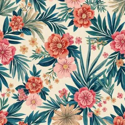 Abstract Luxury Textile Pattern – Snowflake, Hexagon & Leaves Motif in Warm Neutrals