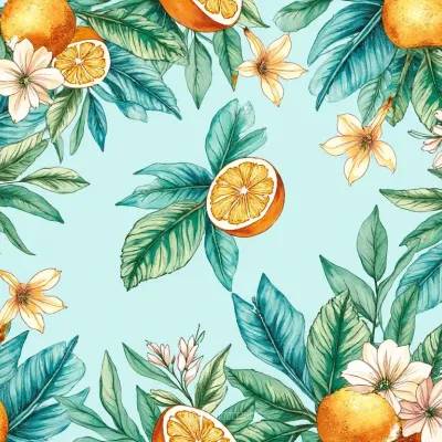 Tropical Vibrant Pattern: Leaves and Mandala – Soft Reversible Textile Design