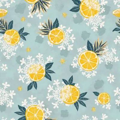 Geometric Floral Textile Pattern — Snowflake, Hexagon & Leaves