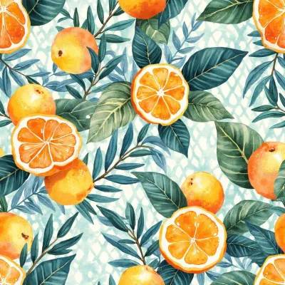 Abstract Luxury Textile Pattern – Leaves, Hexagon & Floral Accents