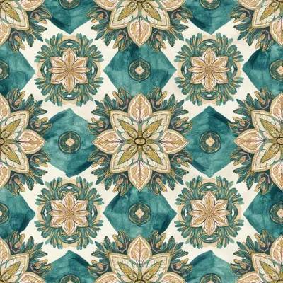 Geometric Floral Textile Pattern | Leaves and Mandala Fusion for Modern Fabrics