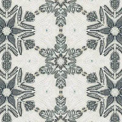 Geometric Snowflake-Hex Pattern Textile: Snowflake Hexagon Motif in Light Grays
