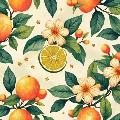 Tropical Bold Pattern: Leaves and Citrus Blossoms – Textile Linen & Apparel