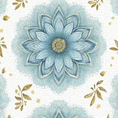 Mandala Pattern with Floral Accents – Leaves, Hexagon Motif | Textile Design