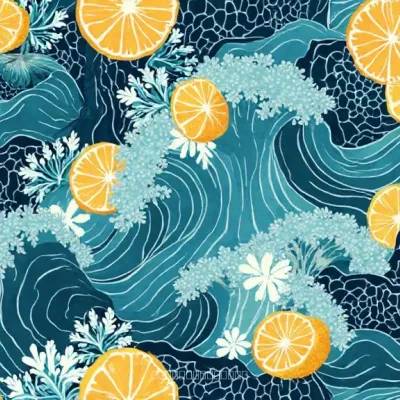Abstract Luxury Hexagon-Snowflake Ocean Pattern – Premium Textile Design