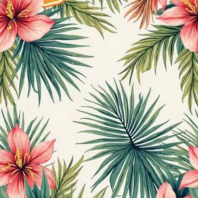 Tropical Floral Textile Pattern – Citrus Palm Fusion