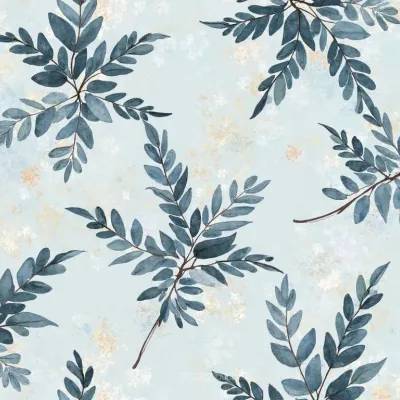Leaf-Geo Harmony: Elegant Textile Pattern with Leaves and Geometric Shapes
