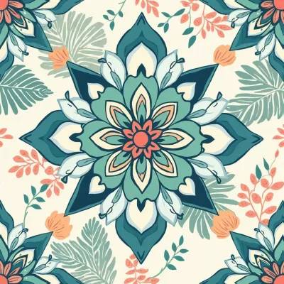 Tropical Mandala Bloom Textile Pattern – Floral Accent Mandala Design