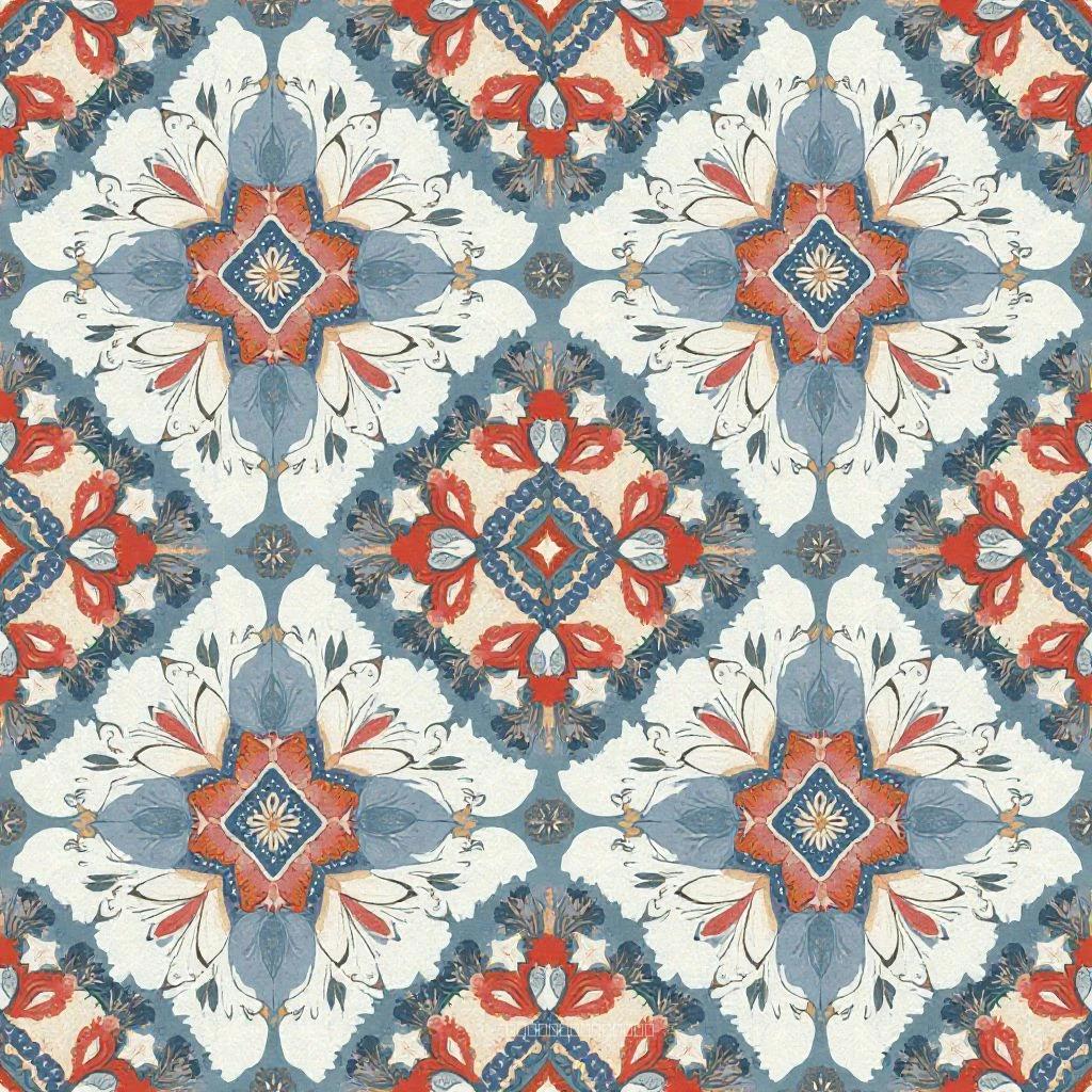 Geometric Floral Mandala Pattern – Leaves Motif in Soft Grays & White