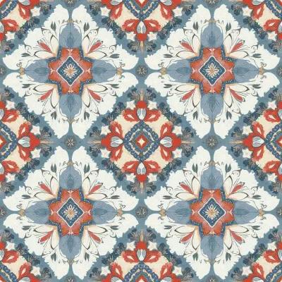 Geometrik Çiçekli Mandala Deseni – Yaprak Motifi Yumuşak Gri ve Beyaz