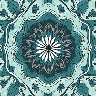 Mandala Floral Pattern: Tibetan-Inspired Mandala with Delicate Floral Accents