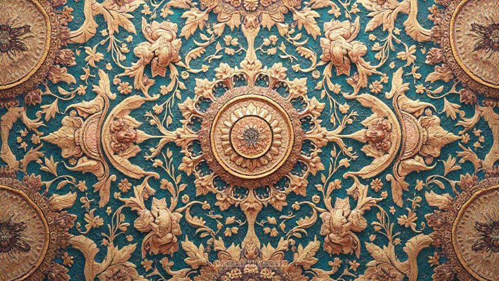 Mandala Floralı Desen: Sıcak Toprak Tonlarında Geometrik Izgara Tasarımı