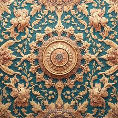 Mandala Floralı Desen: Sıcak Toprak Tonlarında Geometrik Izgara Tasarımı