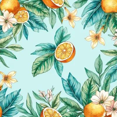 Tropikal Canlı Desen: Yapraklar ve Mandala – Yumuşak Çift Taraflı Tekstil Tasarımı