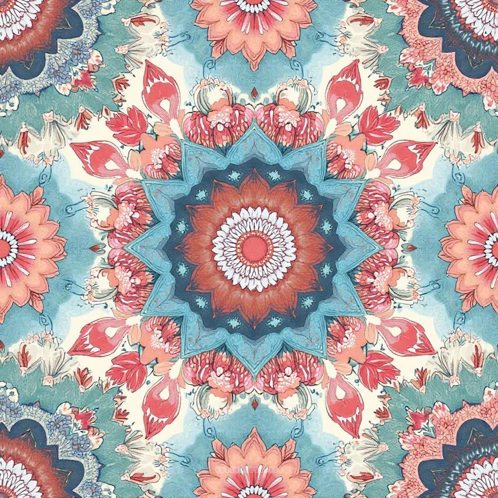 Mandala Pattern with Floral Accents – Textile Design Motif