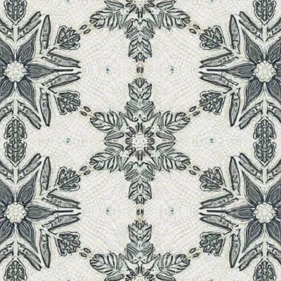 textile Geometric Snowflake-Hex Motif in Light Grays