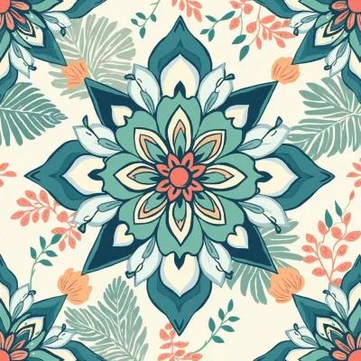 Tropical Mandala Bloom Kumaş Deseni – Çiçekli Aksesuar Mandala Tasarımı