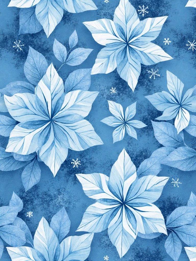Soyut Lüks Doku Deseni: Yapraklar ve Kar Kristali Geometrik Motif