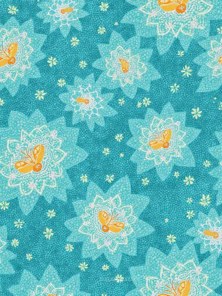 Abstract Luxury Textile: Snowflake Hexagon Pattern in Refreshing Blues
