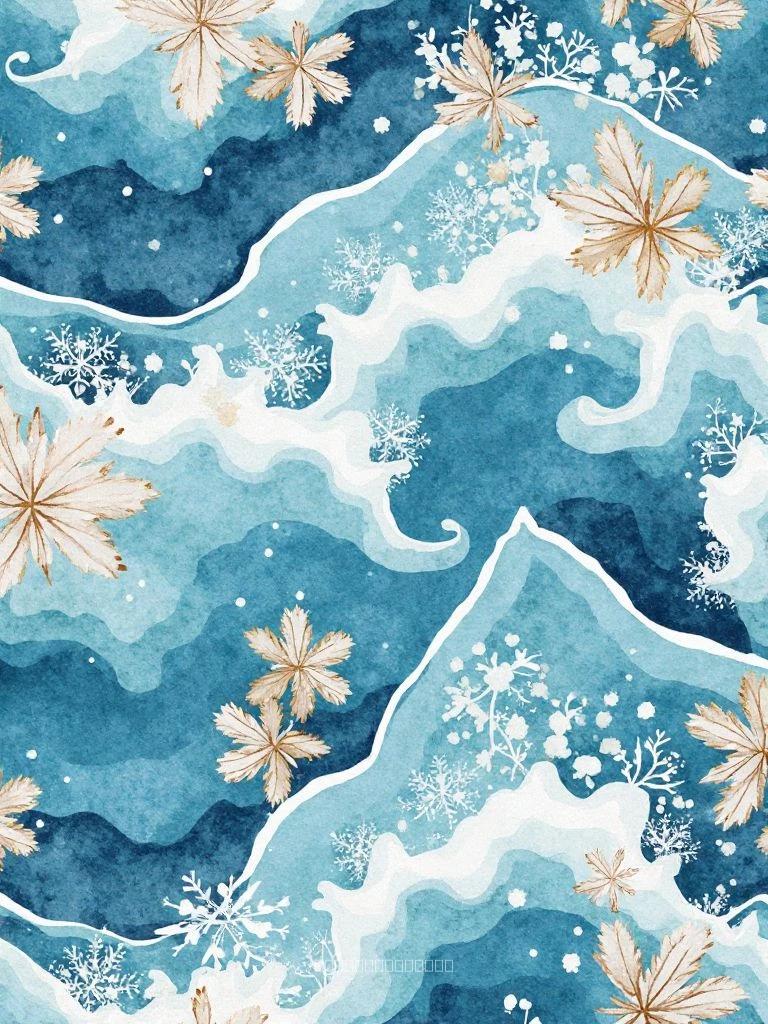 Abstract Luxury Textile Pattern: Snowflake, Hexagon & Leaves – Modern Pattern Collection
